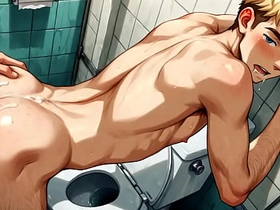 Yaoi - 金发嫩仔厕所性爱图集 - 动漫 漫画 亚洲 日本 游戏 男同色情 gay chinese cum in ass porn